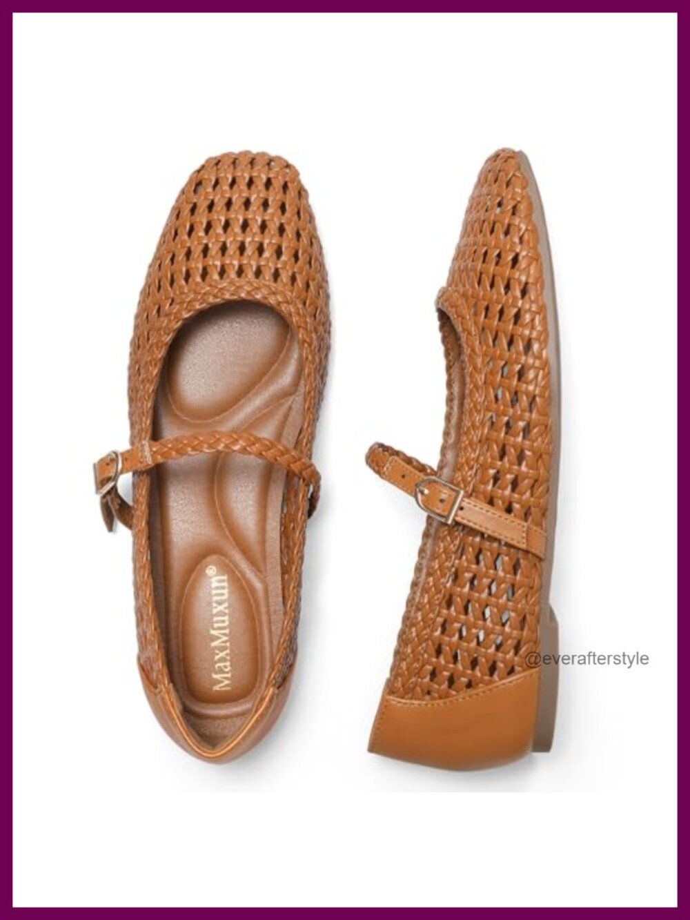 Woven Square Toe Mary Jane Ballet Flats Adjustable Buckle Cushioned Insole